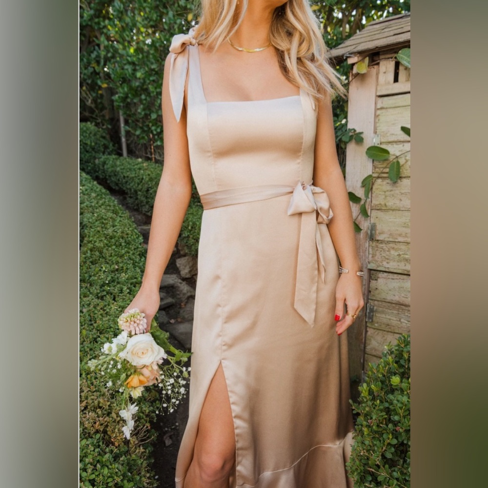 Like New - Show Me Your MuMu Claire Midi Champagne Luxe Satin Dress!